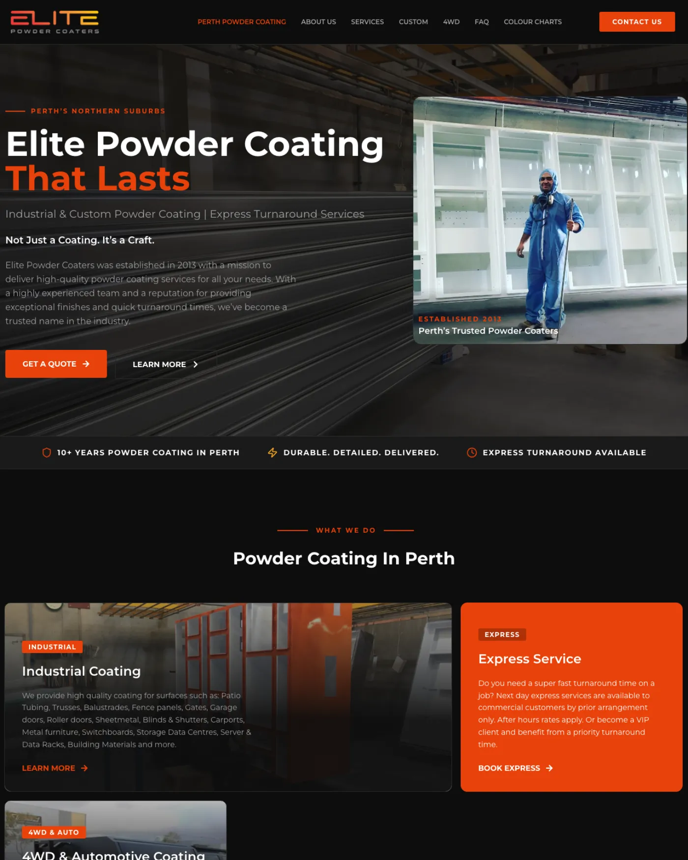 Elite Powder Coaters - Migrated to WordPress